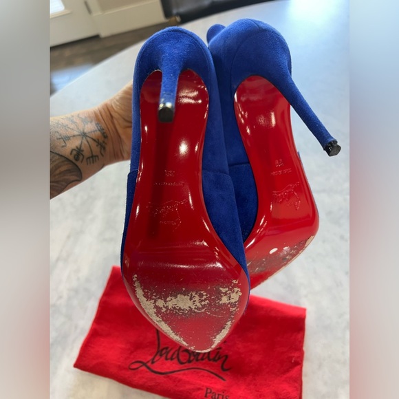 Royal Blue CHRISTIAN LOUBOUTIN 
Veau Velours Canadada 100 Booties - Picture 8 of 10